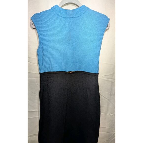 St. John Collection by Marie Gray Women's Blue Black Colorblock Knit Sleeveless - Picture 4 of 4